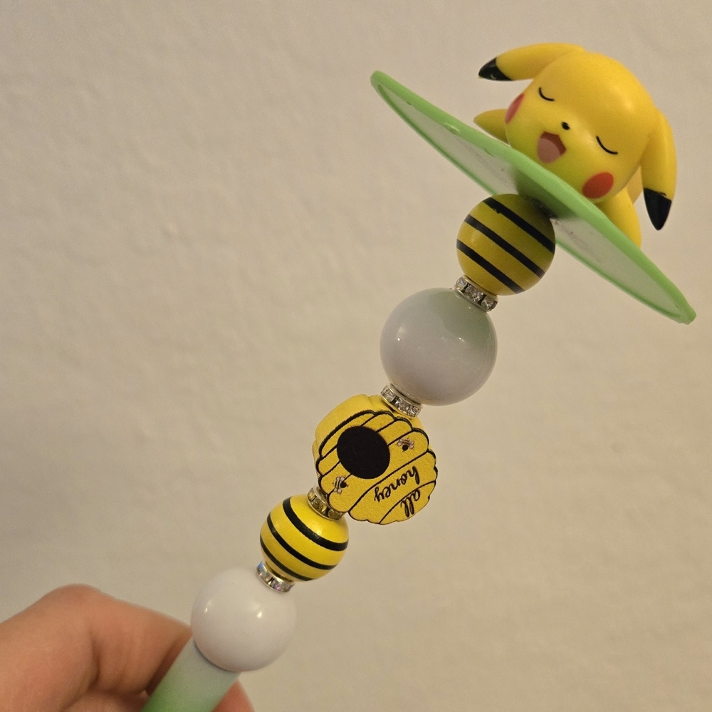 Handmade Pikachu beaded 5' Inches Extended pen.